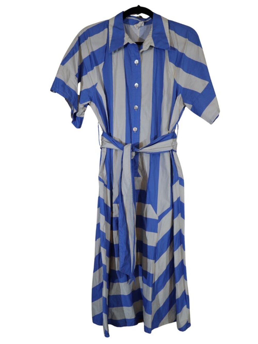 Plenty by Tracy Reese Blue Striped Tie Waist Midi Shirt Dress Size Medium